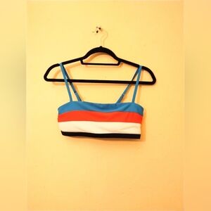 Speedo Colorful blue Red White Striped Crop Top Medium